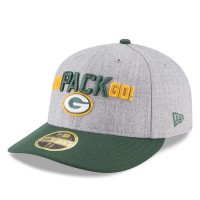Men's Green Bay Packers New Era Heather Gray/Green 2018 NFL Draft Official On-Stage Low Profile 59FIFTY Fitted Hat 2979310